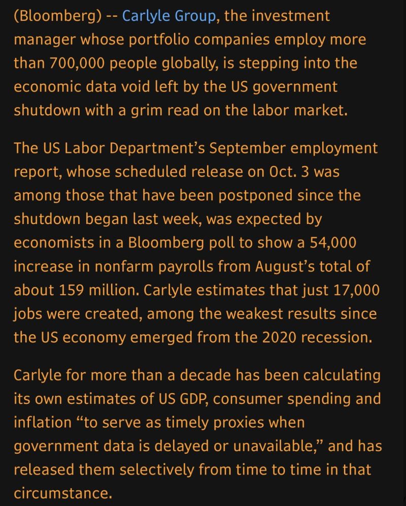 Carlyle Group says the US job market is absolutely finished.