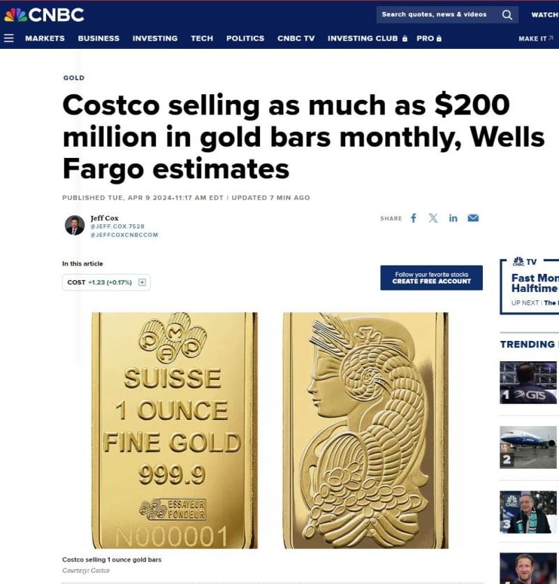 Costco is selling a lot of Gold
