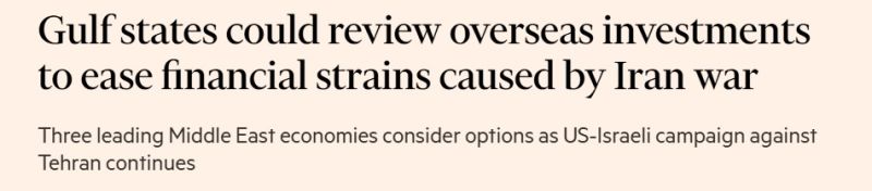 Reports are circulating that Saudi Arabia, the UAE, Kuwait, and Qatar are discussing withdrawing from US contracts and cancelling future investment commitments