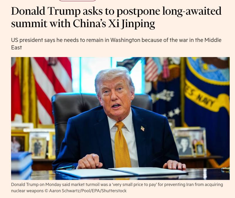 Donald Trump has asked Beijing to postpone his upcoming meeting with Xi Jinping in China, casting doubt on the long-awaited summit between the US president and his Chinese counterpart.