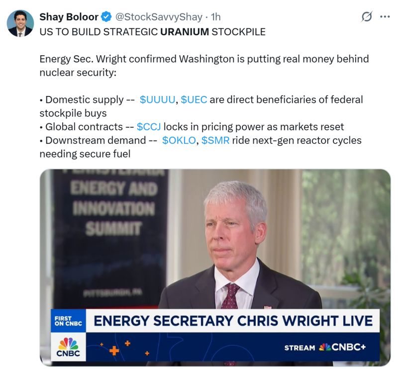 US TO BUILD STRATEGIC URANIUM STOCKPILE