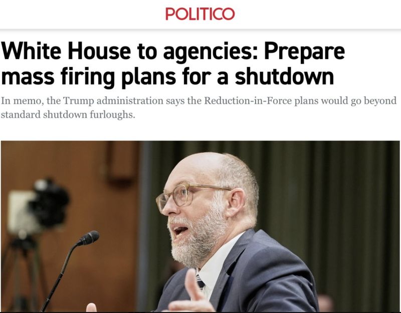 Politico is reporting that the White House has instructed federal agencies to prepare MASS FIRING plans in the event of a government shutdown.