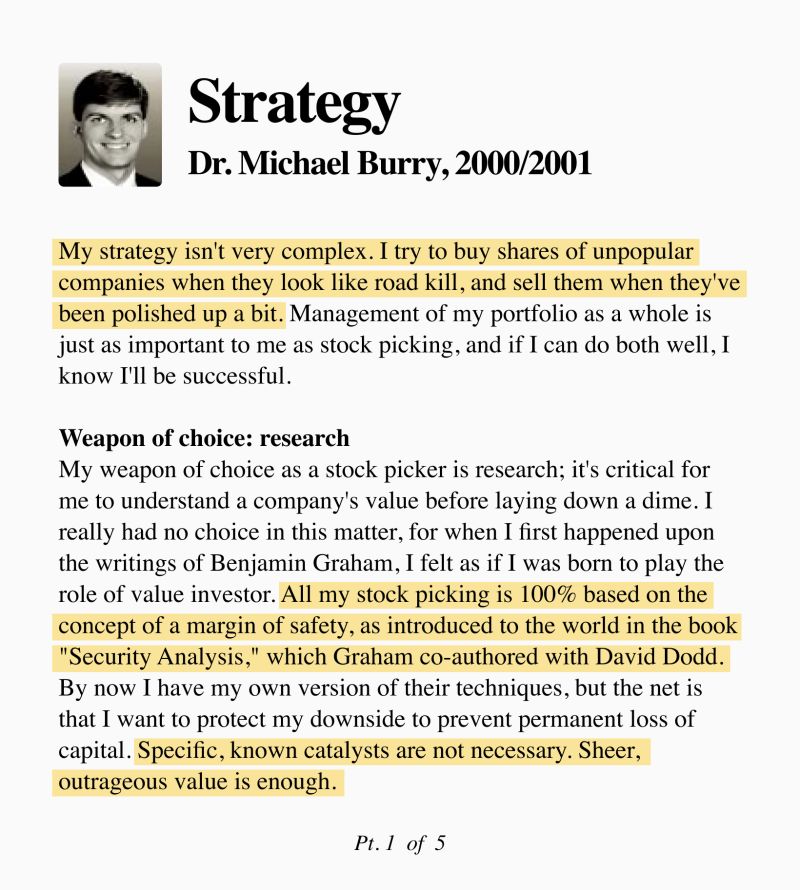 Dr Michael Burry investment strategy