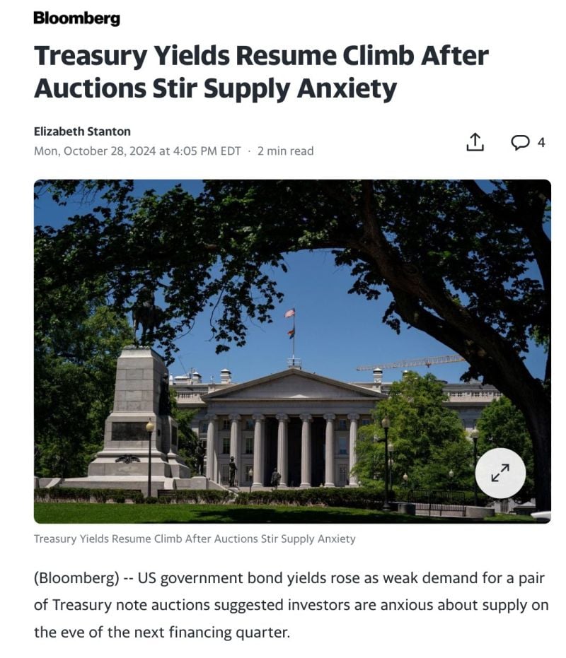 Another poor US Treasuries auction yesterday.