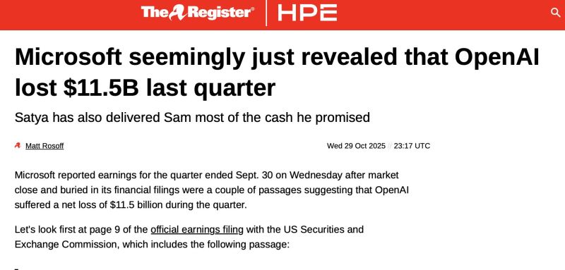 💥 Microsoft’s latest SEC filing quietly revealed a lot about OpenAI’s finances.