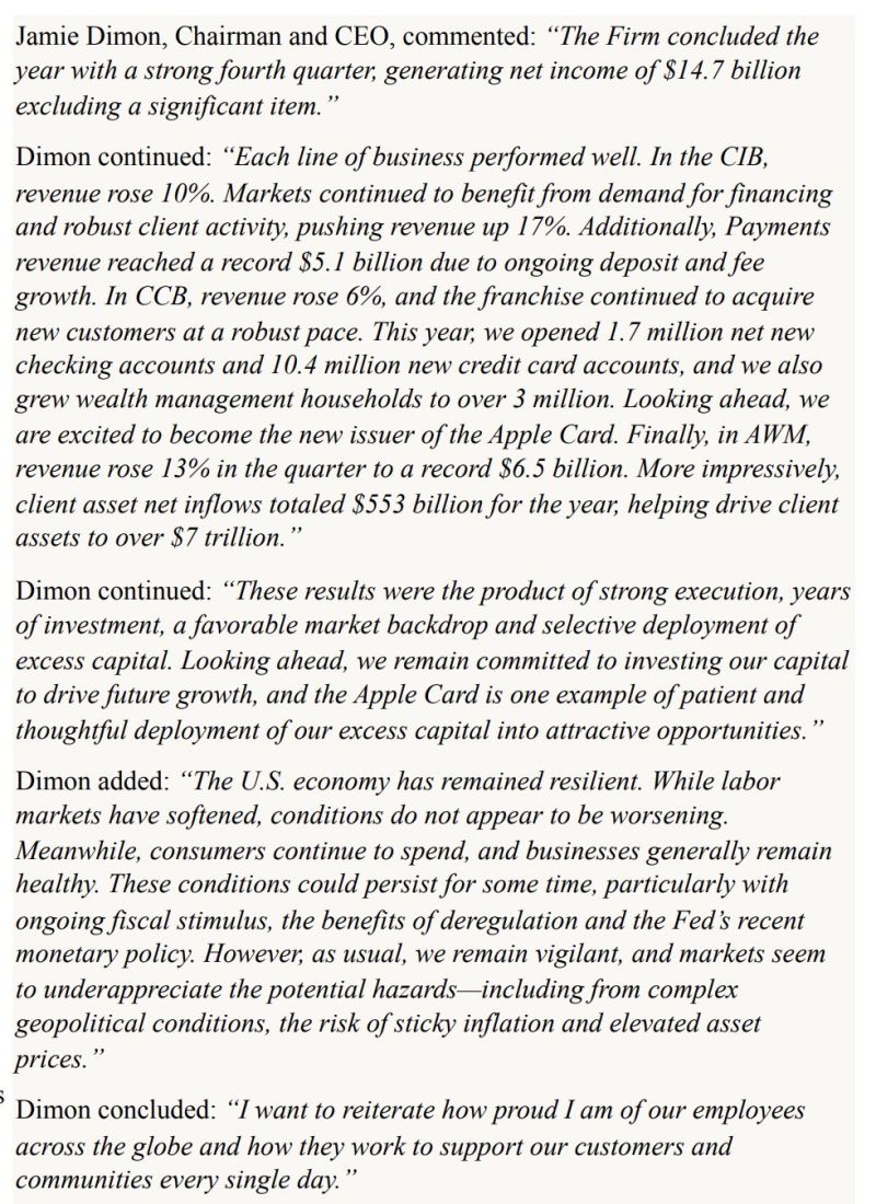 Jamie Dimon: U.S. Economy Remains Resilient Despite Softer Labor Markets