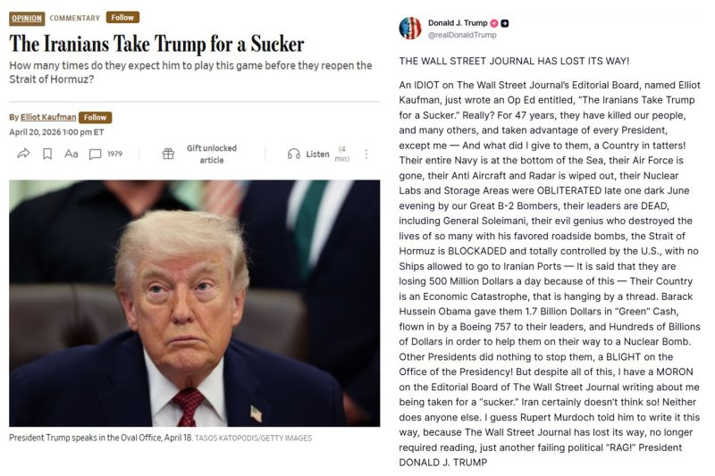 Trump goes nuclear on the Wall Street Journal after they published an op-ed titled 