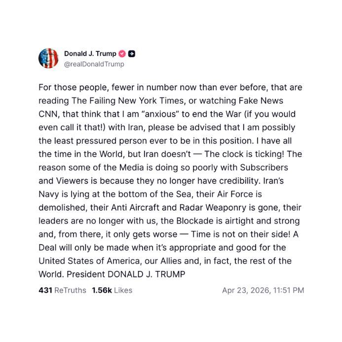 Trump's message is simple: A deal happens on his terms, or it doesn't happen at all.