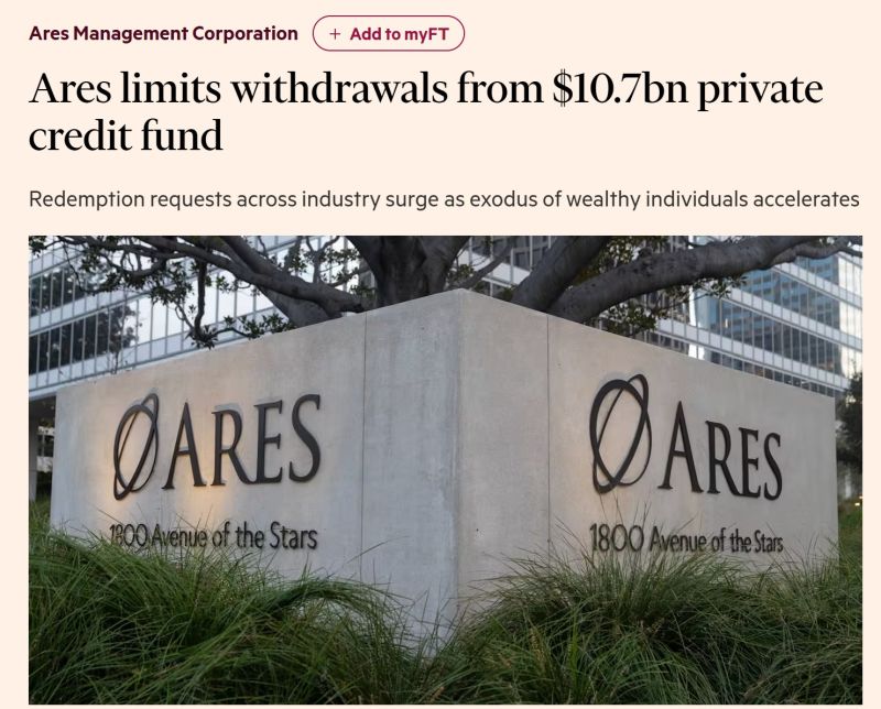 Ares Restricts Withdrawals Amid Private Credit Surge