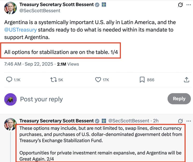 Scott Bessent signaled that the U.S. is prepared to support Argentina amid its economic crisis, viewing the country as a key ally in Latin America.