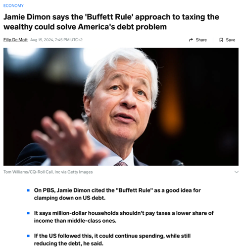 JP Morgan's Jamie Dimon wants to hit US millionaires with the 