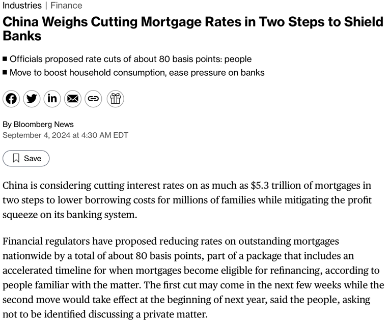 China weighs cutting mortgage rates in two steps to shield banks