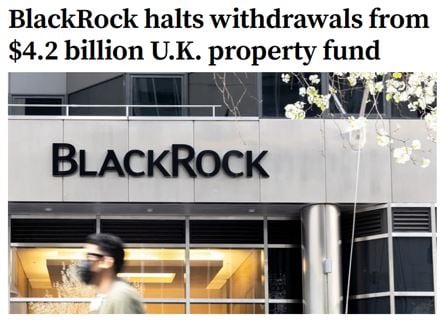 BlackRock halts withdrawals from $4.2 billion U.K. property fund