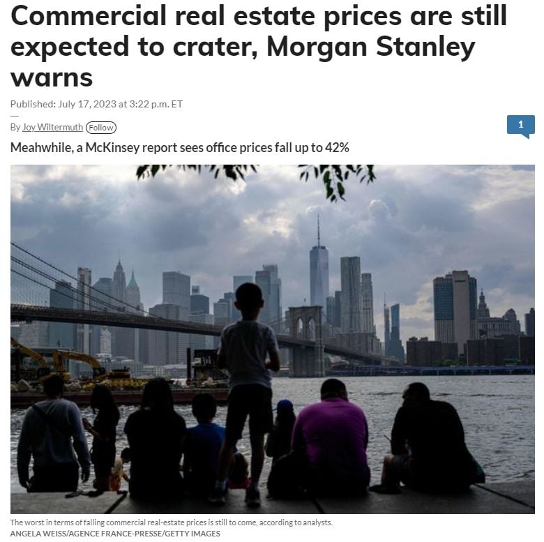 Commercial real estate prices are still expected to crater, Morgan Stanley warns