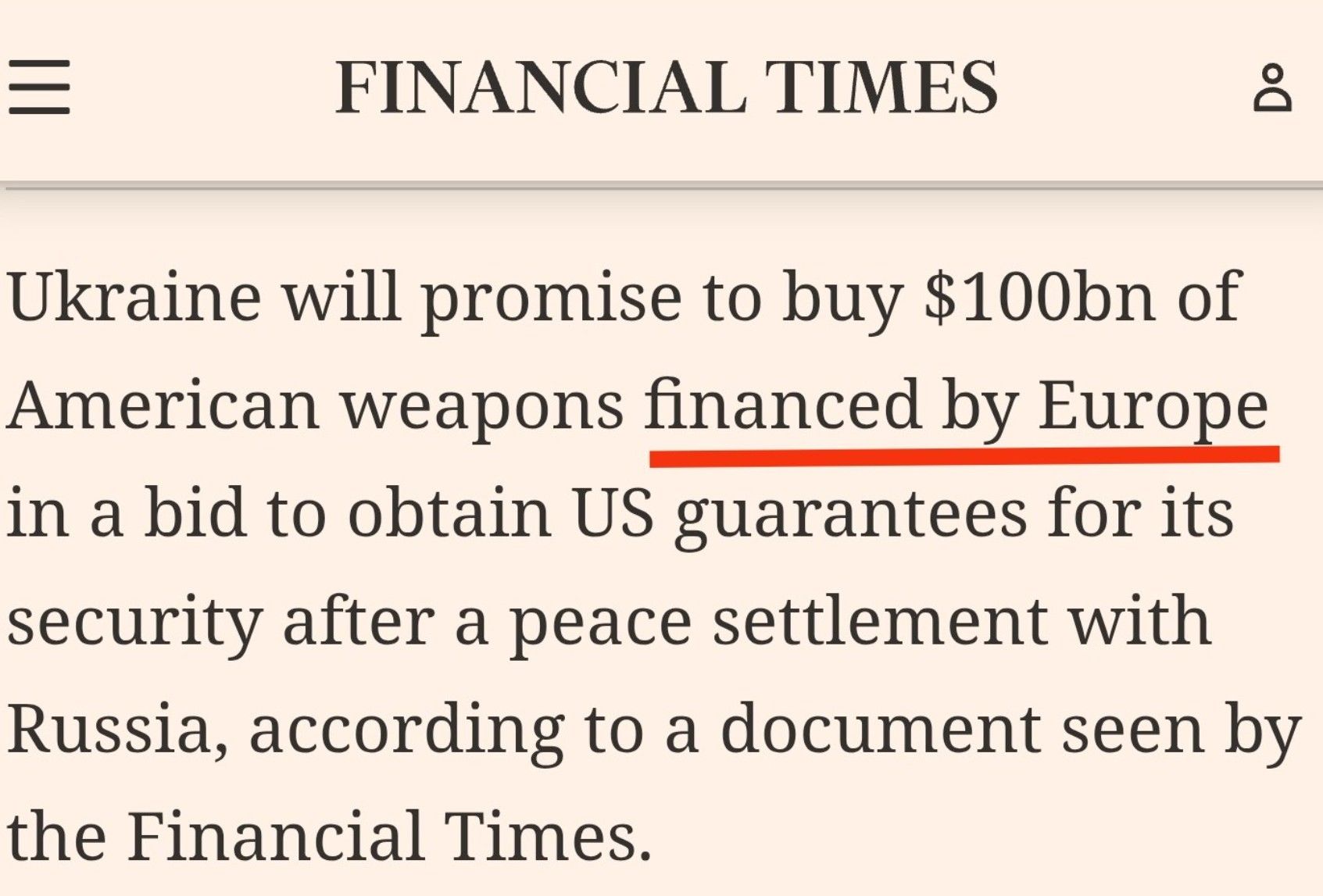 So now Europe is supposed to pay for Ukraine ?