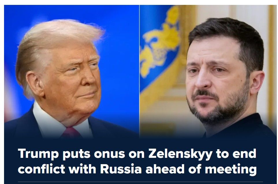 U.S. President Donald Trump said Sunday the onus to end the war between Moscow and Kyiv is on Ukrainian President Volodymyr Zelenskyy.