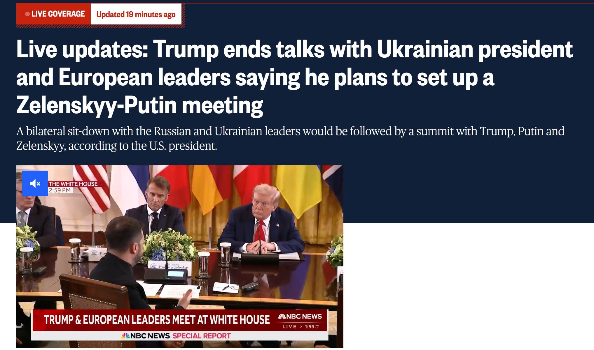 Trump said on social media this evening that after the meeting with Zelenskyy and other European leaders today, there are initial plans for a meeting between Zelenskyy and Putin.